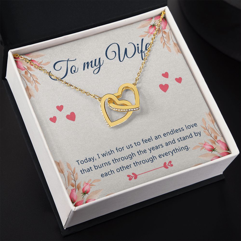 Birthday Gifts For Wife, Necklace Gifts For Wife From Husband, To My Wife Jewelry For Women , To My Wife Necklace  from Husband Wedding Anniversary Present For Wife, Beautiful Wife Jewelry Christmas 4 Interlocking Hearts Necklace