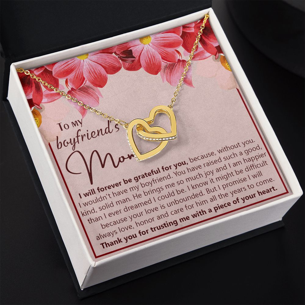 To My Boyfriend's Mom Necklace Jewelry Gift, Mother's Day Gift, Birthday Gift For Boyfriend's Mom, Boyfriend's Mom Meaningful Gift Interlocking Hearts Necklace