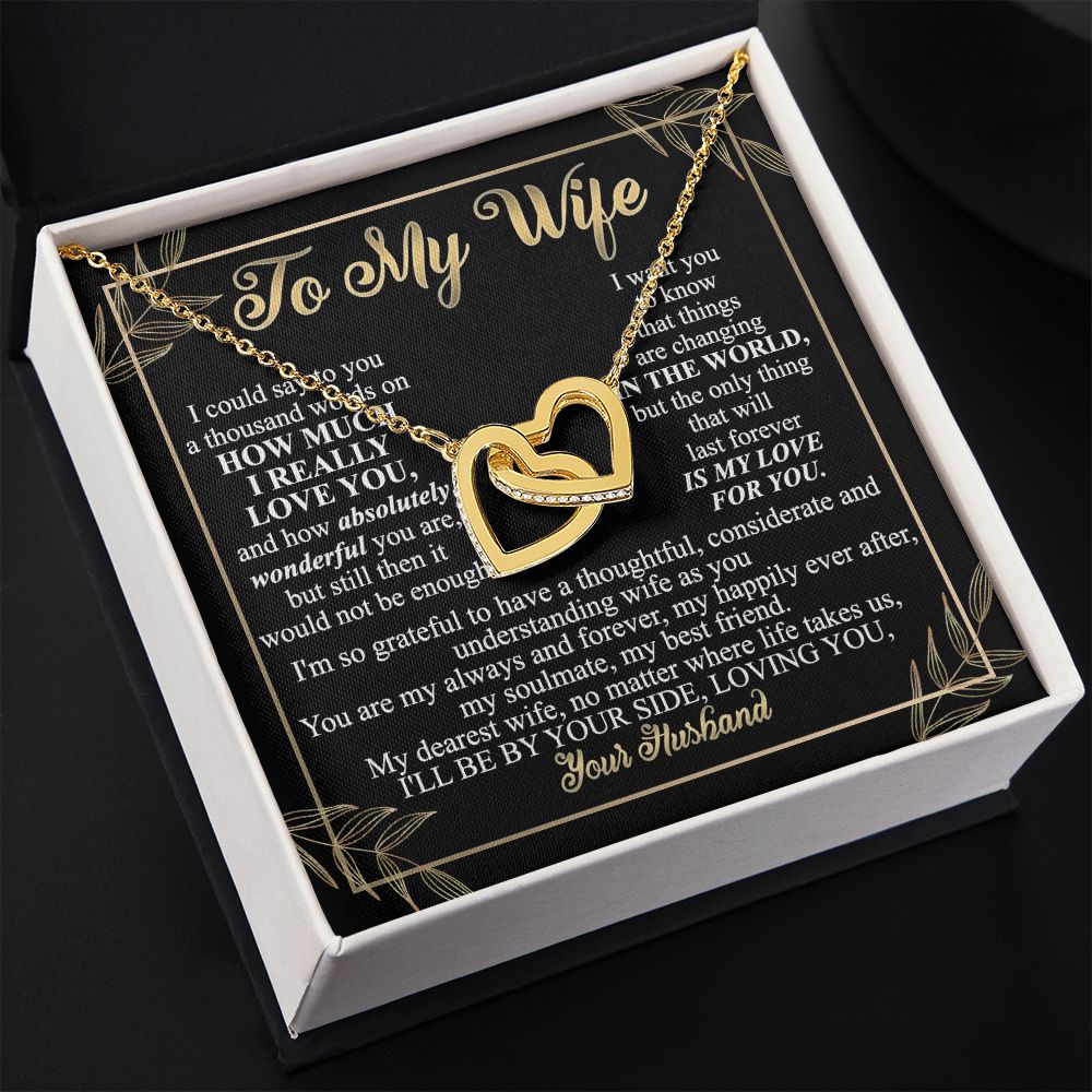 Birthday Gifts For Wife, Necklace Gifts For Wife From Husband, To My Wife Jewelry For Women , To My Wife Necklace  from Husband Wedding Anniversary Present For Wife, Beautiful Wife Jewelry Christmas13 Interlocking Hearts Necklace