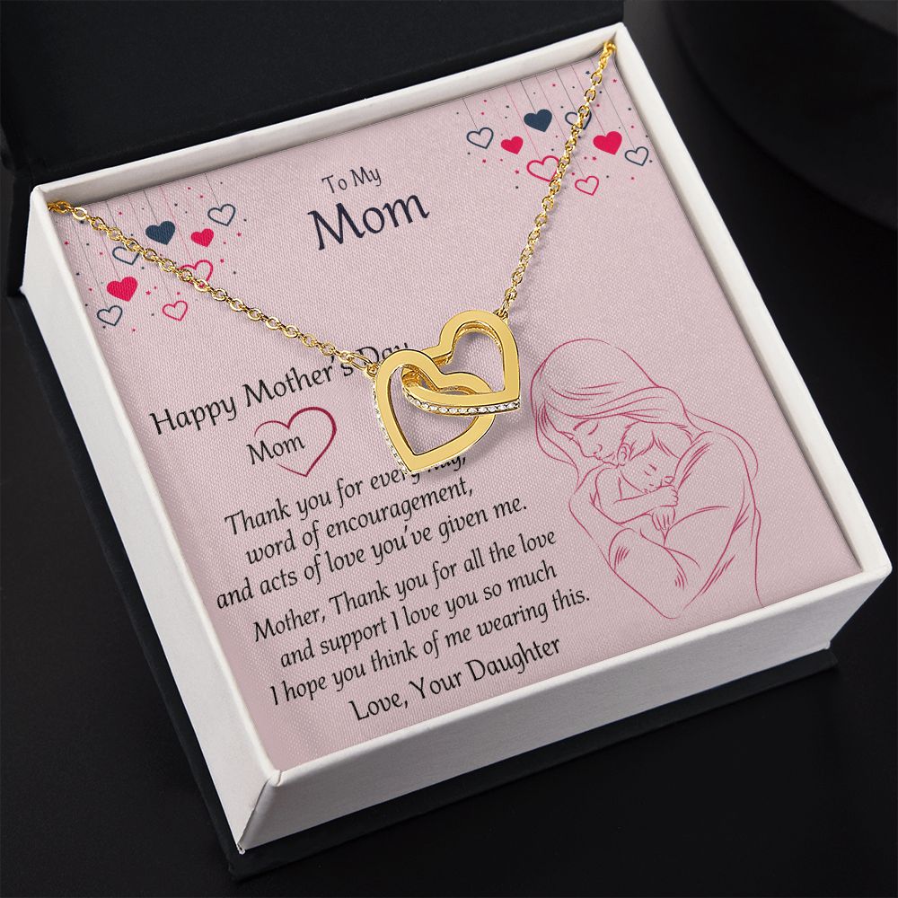 Mom Necklace Gifts for Mom from Daughter to Mom Gifts for Mothers Day from Daughter, To My Mom Necklace from Daughter to Mom Birthday Gifts Necklace with Message Card and Gift Box10 Interlocking Hearts Necklace
