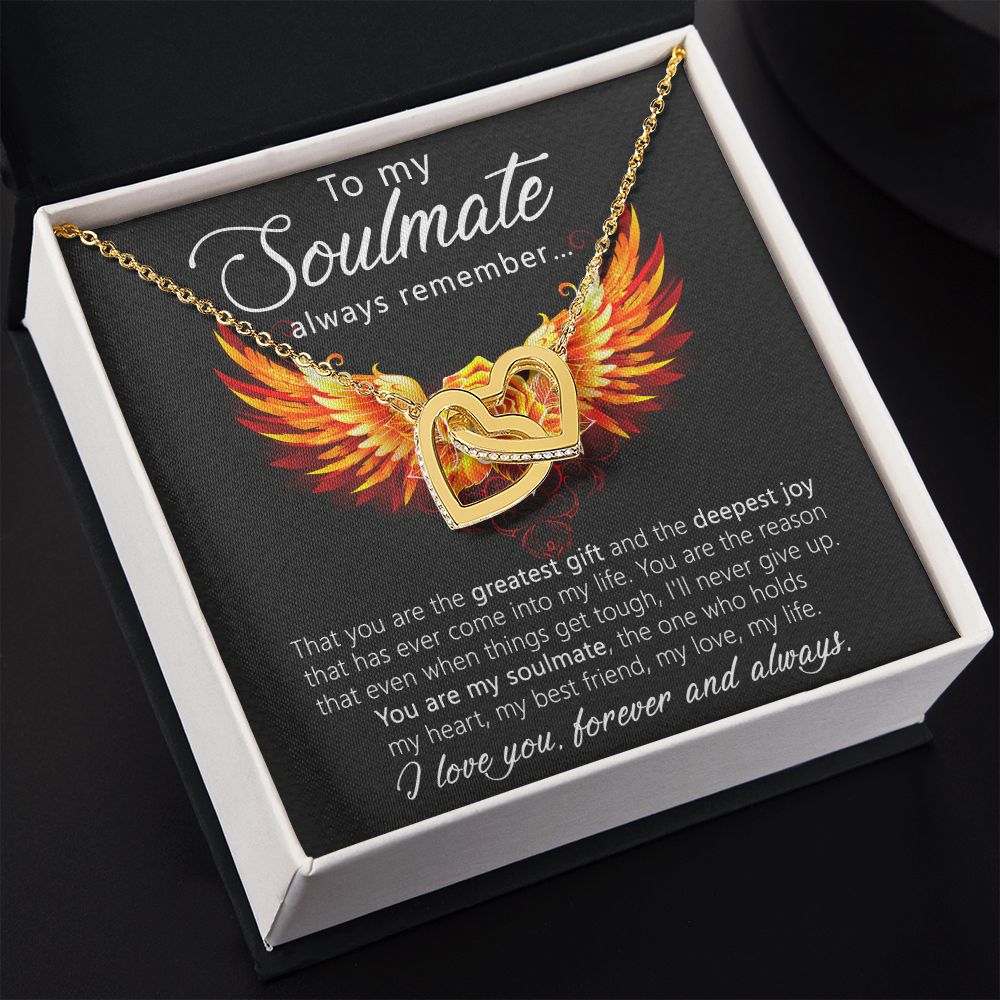 To My Soulmate Necklace for Women Birthday Christmas Jewelry Gifts For My Wife with Message Card Box Personalized Gift Present Pendant for Future Wife Soulmate Girlfriend Love 22 Interlocking Hearts Necklace