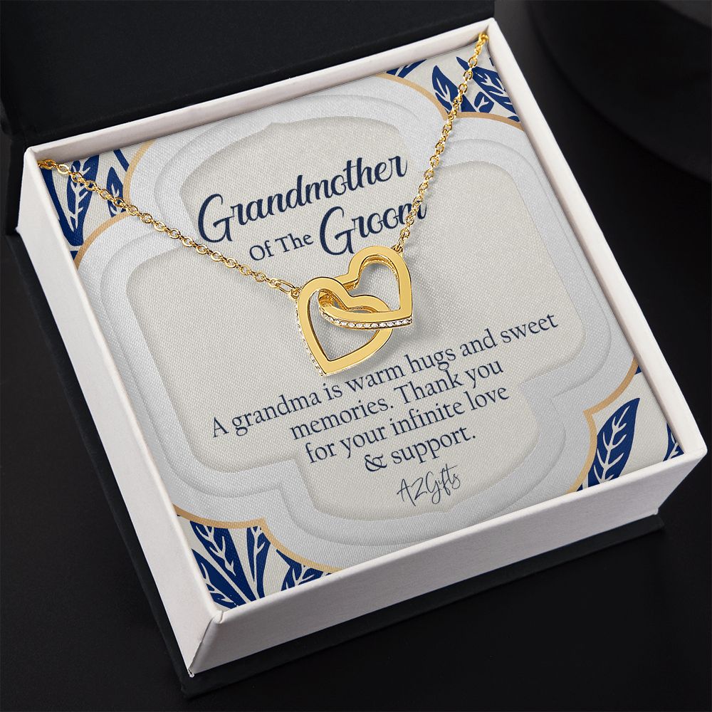 To My Grandmother Necklace, Gift for Grandmother Necklace, Mothers Day Gift For Grandma Nana, Grandma Jewelry From Grandchildren GrandKids , Jewelry Box Gift For Grandma Grandmother3 Interlocking Hearts Necklace