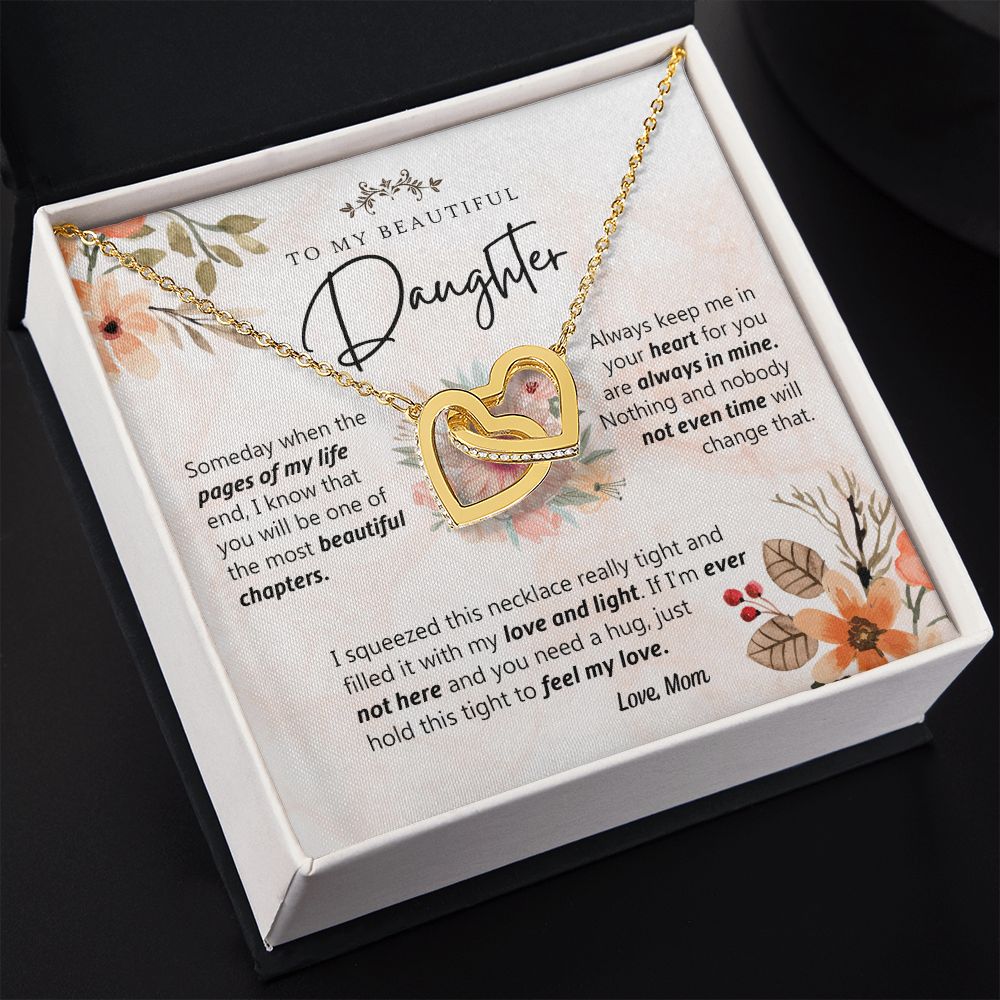 To My Beautiful Daughter Love Knot Necklace Christmas Gift For Daughter From Mom Interlocking Hearts Necklace