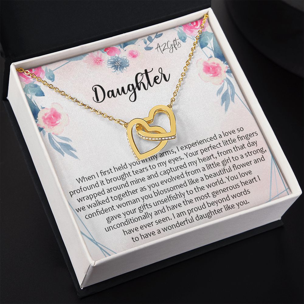 To My Daughter Gift Necklace from Mom, Mother and Daughter Necklace for Girls, Mother Daughter Gift Ideas, Jewelry Pendant Interlocking Hearts Necklace