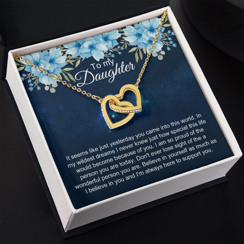 To My Daughter Gift Necklace from Mom, Mother and Daughter Necklace for Girls, Mother Daughter Gift Ideas, Jewelry Pendant Interlocking Hearts Necklace