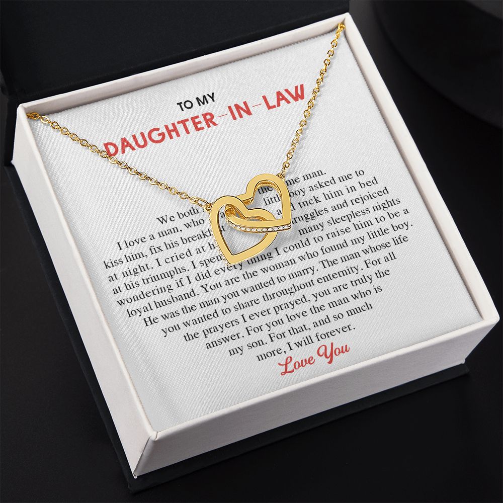 To My Daughter-in-Law Alluring Beauty Necklace Birthday Graduation Gift For Her Interlocking Hearts Necklace