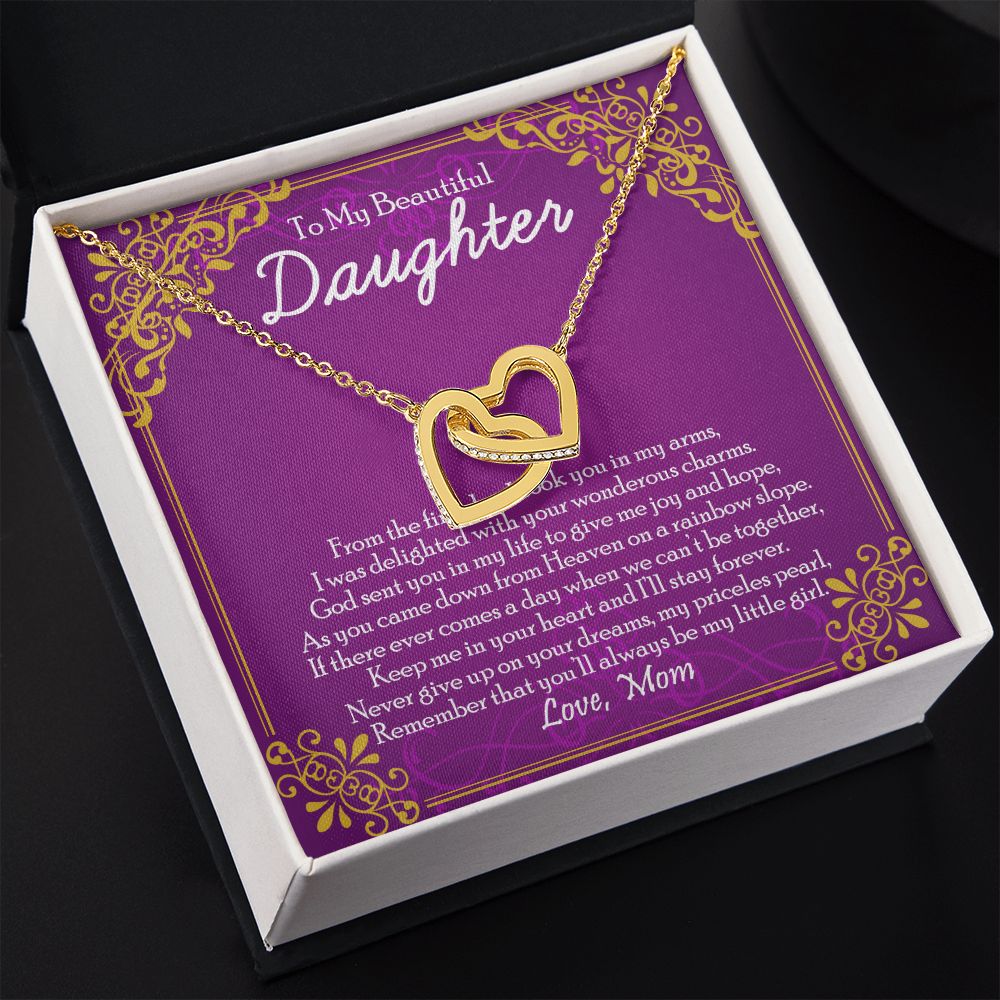 To My Daughter Necklace Gift from Mom, Mother and Daughter Jewelry Necklace for Girls, Mother Daughter Gift Ideas, Jewelry Pendant Necklace Interlocking Hearts Necklace
