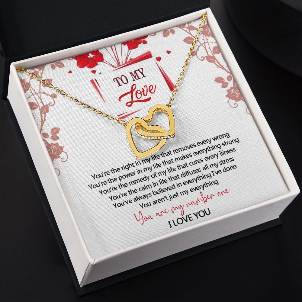 To My Love Interlocking Hearts Necklace With Box Message Card, Gift For My Love Interlocking Hearts Necklace