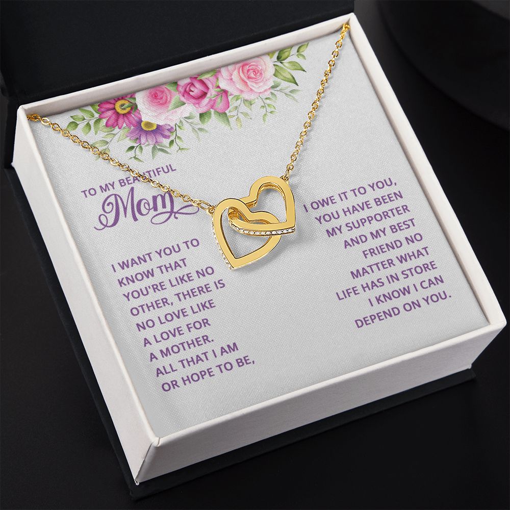 Mom Necklace Gifts for Mom from Daughter to Mom Gifts for Mothers Day from Daughter, To My Mom Necklace from Daughter to Mom Birthday Gifts Necklace with Message Card and Gift Box17 Interlocking Hearts Necklace