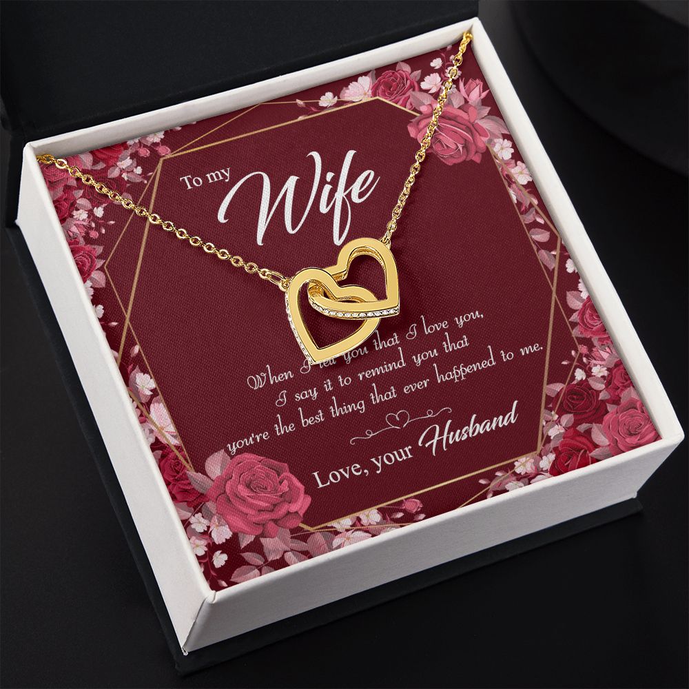 To My Wife Necklace Pendant Gift From Husbnd Habby Birthday Jewelry with Message Card and Gift Box. Wife Necklace Gift for Wife from Husband Valentine's Day Gift For Wife Future Wife Interlocking Hearts Necklace