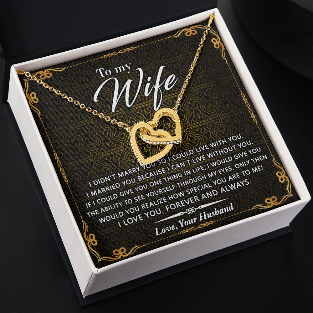 Birthday Gifts For Wife, Necklace Gifts For Wife From Husband, To My Wife Jewelry For Women , To My Wife Necklace  from Husband Wedding Anniversary Present For Wife, Beautiful Wife Jewelry Christmas25 Interlocking Hearts Necklace