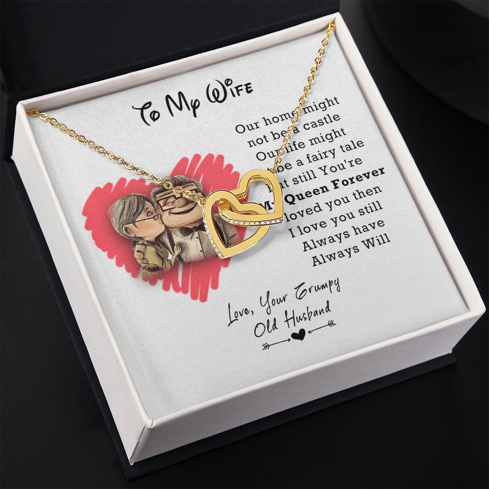 To My Wife Necklace from Husband, Personalized Necklace for Women, Luxury Necklace for Wife from Man Men, Wedding Anniversary Present For Wife, Beautiful Wife Jewelry Christmas Birthday Gifts For Wife3 Interlocking Hearts Necklace