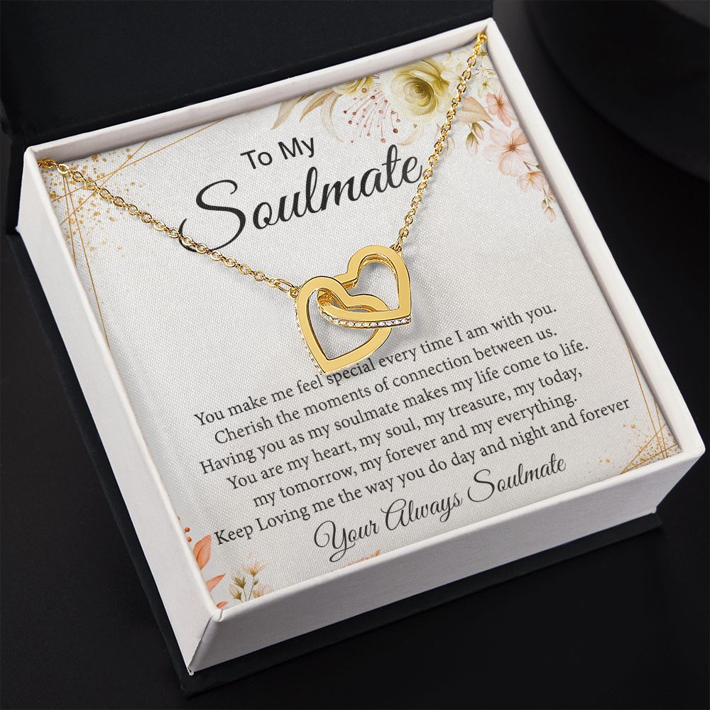To My Soulmate Necklace for Women Birthday Christmas Jewelry Gifts For My Wife with Message Card Box Personalized Gift Present Pendant for Future Wife Soulmate Girlfriend Love 26 Interlocking Hearts Necklace