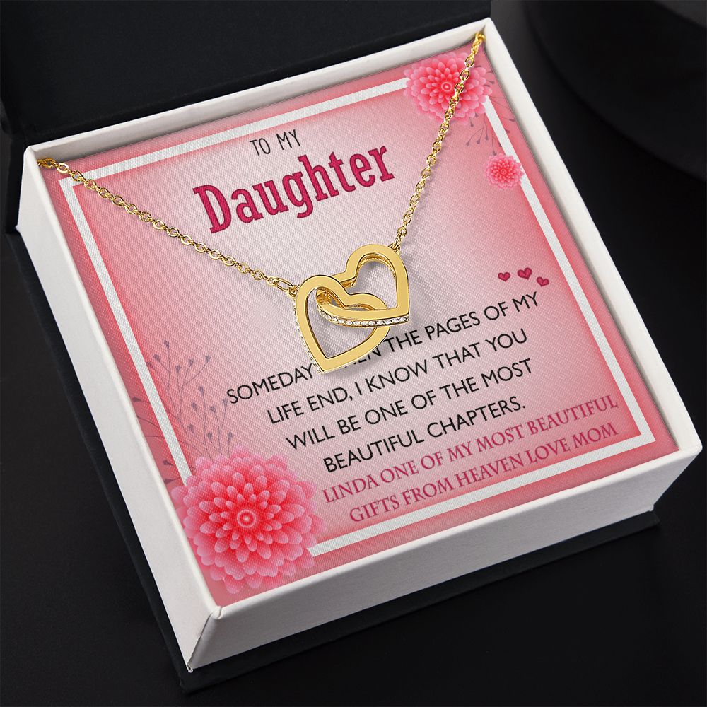 To My Daughter Gift Necklace from Mom, Mother and Daughter Necklace for Girls, Mother Daughter Gift Ideas, Jewelry Pendant Interlocking Hearts Necklace