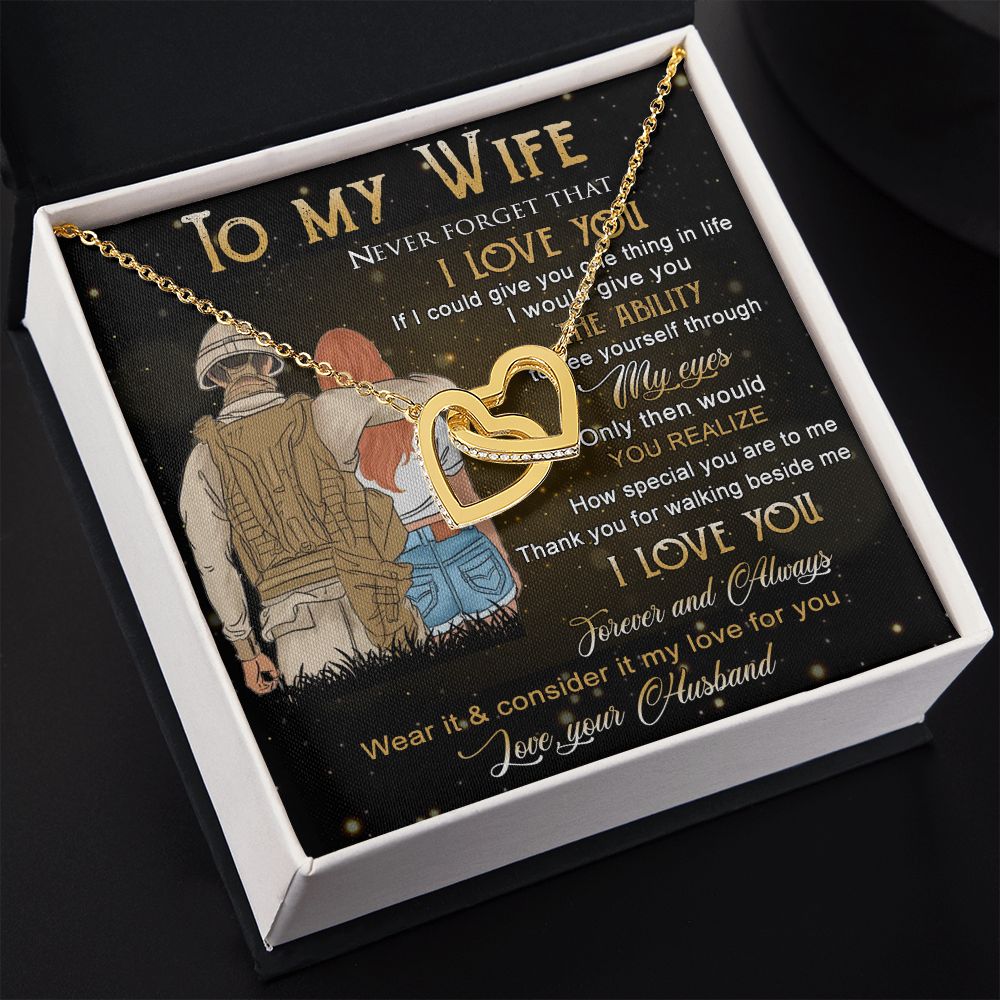 Birthday Gifts For Wife, Necklace Gifts For Wife From Husband, To My Wife Jewelry For Women , To My Wife Necklace  from Husband Wedding Anniversary Present For Wife, Beautiful Wife Jewelry Christmas21 Interlocking Hearts Necklace