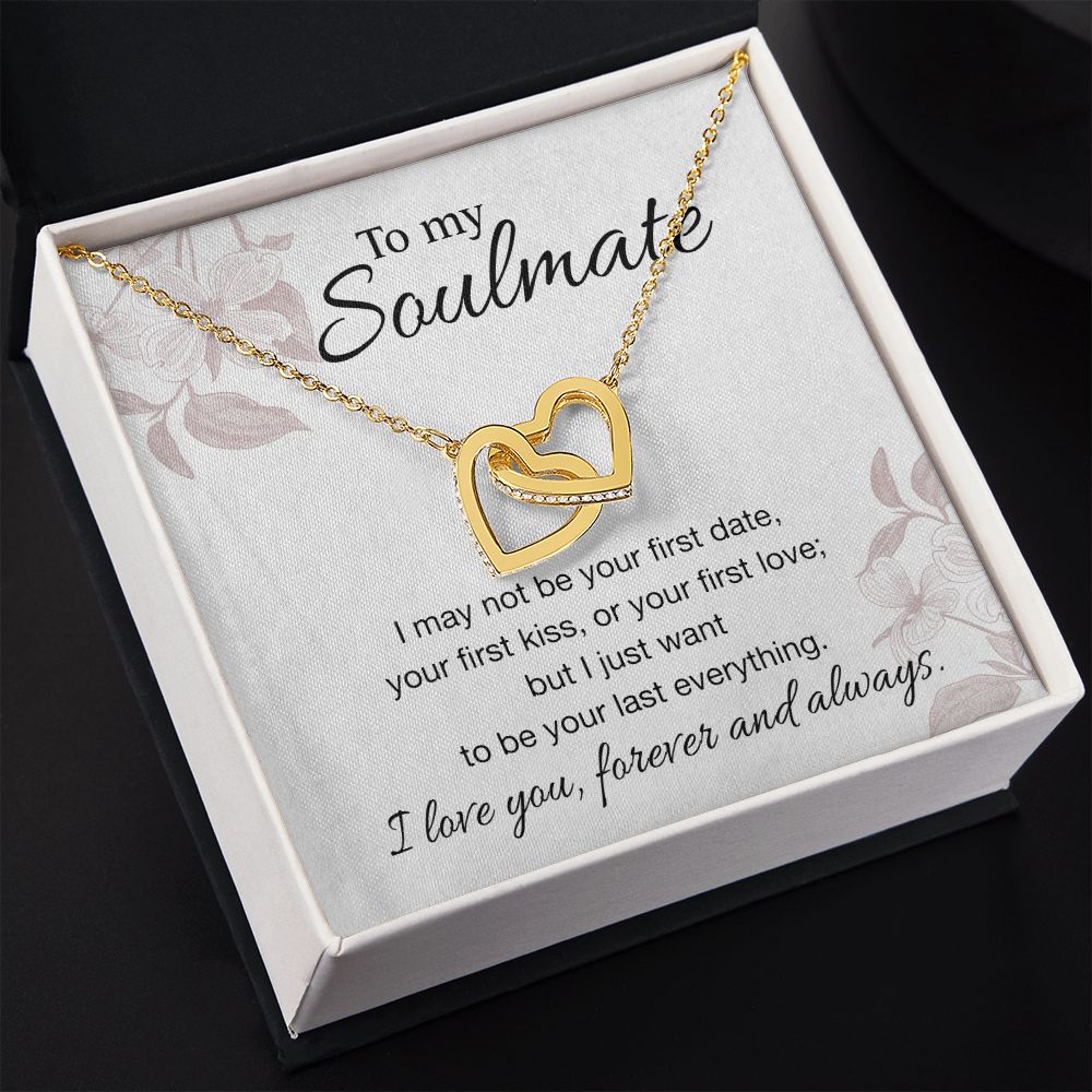 To My Soulmate Necklace for Women Birthday Valentines Day Jewelry Gifts For My Wife with Message Card Box Personalized Gift Present Pendant for Future Wife Soulmate Girlfriend Love 3 Interlocking Hearts Necklace