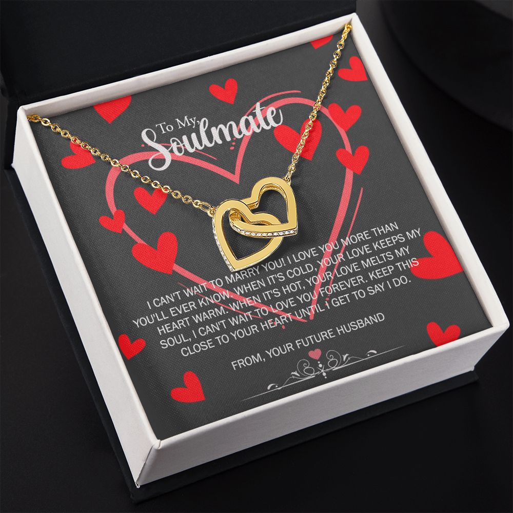 To My Soulmate Necklace for Future Wife Girlfriend Fiancee Anniversary Gift Interlocking Hearts Necklace