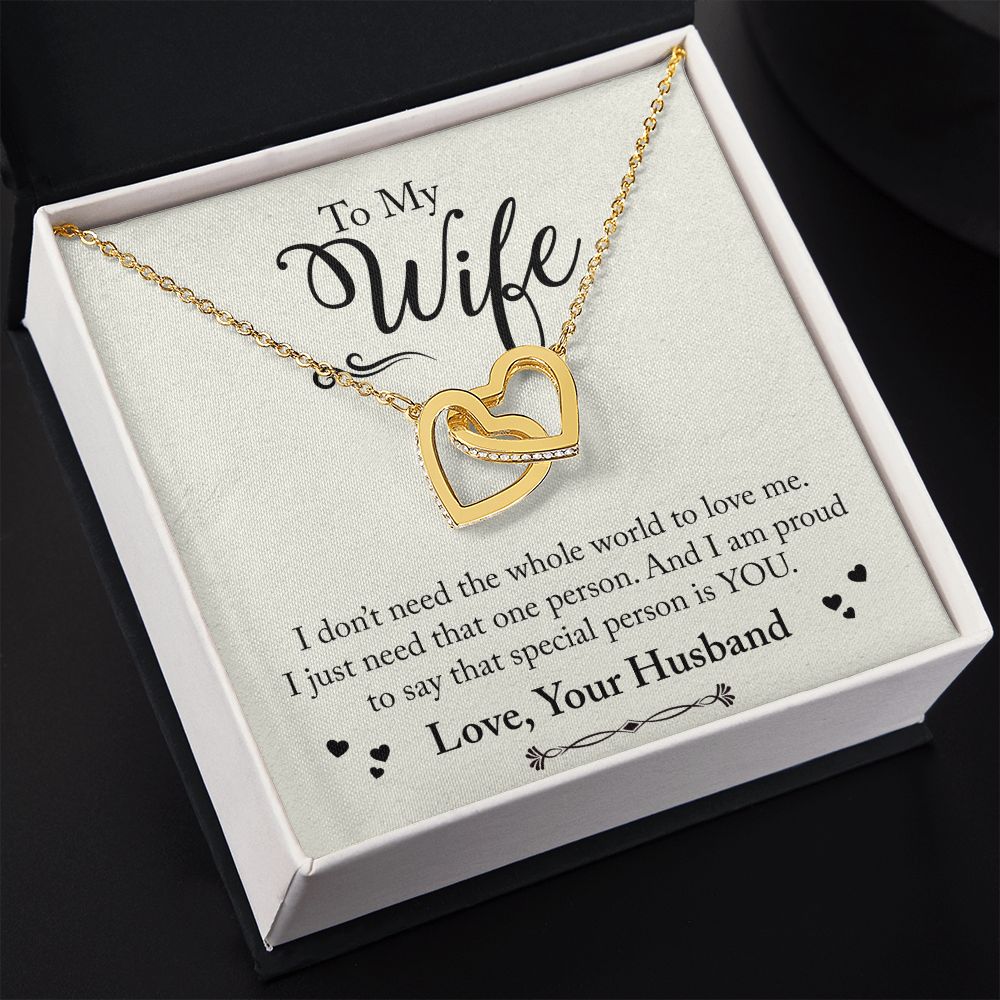 To My Wife Necklace from Husband, Personalized Necklace for Women, Luxury Necklace for Wife from Man Men, Wedding Anniversary Present For Wife, Beautiful Wife Jewelry Christmas Birthday Gift For Wife24 Interlocking Hearts Necklace