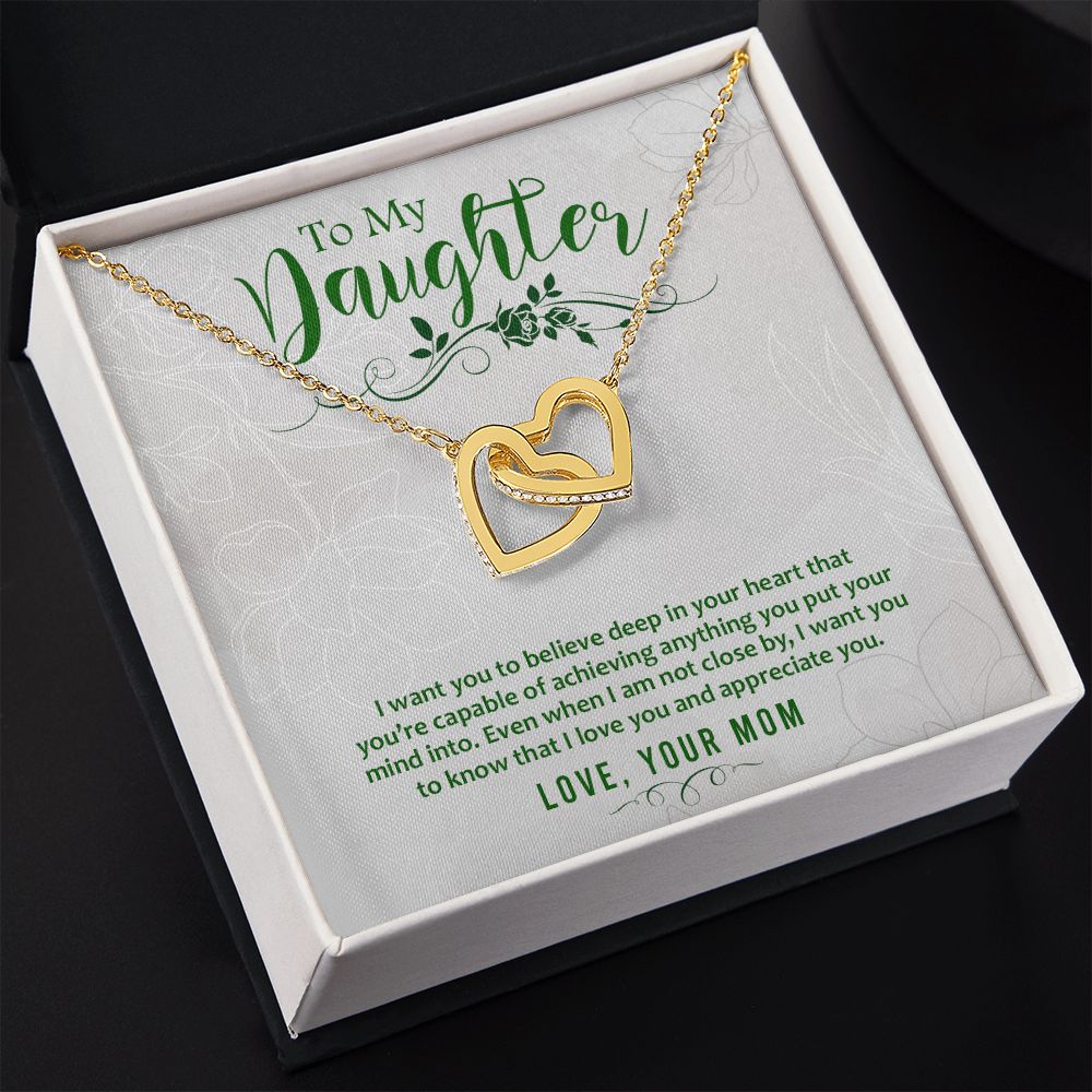 Mother and Daughter Necklace for Girls, To My Daughter Gift Necklace from Mom, Birthday Christmas Gift Graduation Gifts for Daughters, Jewelry Pendant Present for Daughter, Mother Daughter Gift 42 Interlocking Hearts Necklace