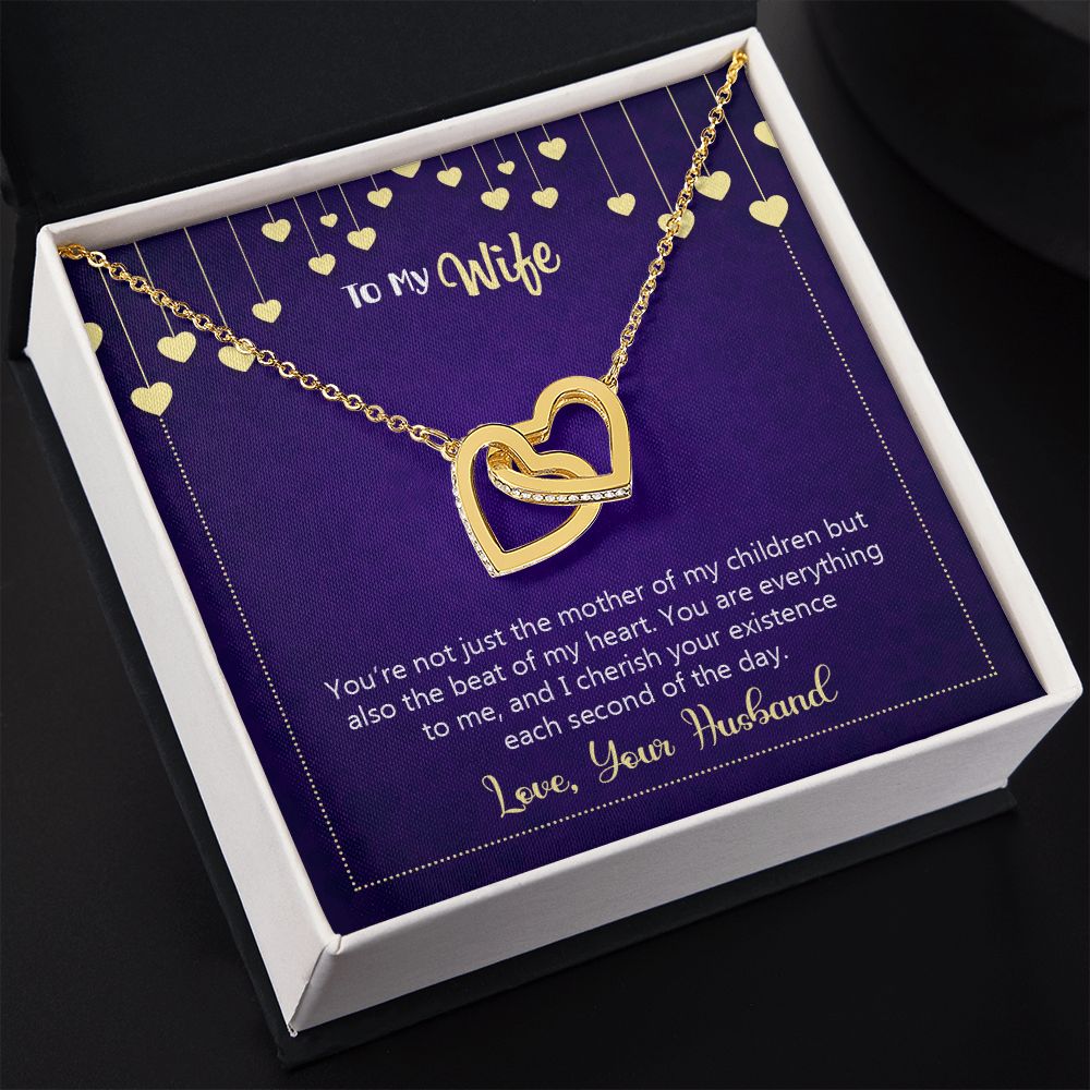 To My Wife Necklace, Wedding Anniversary Jewelry For Women, Necklace For Wife from Husband, Gift For Wife Birthday Gifts From Husband Necklace, Jewelry With Message Card In A Gift Box10 Interlocking Hearts Necklace