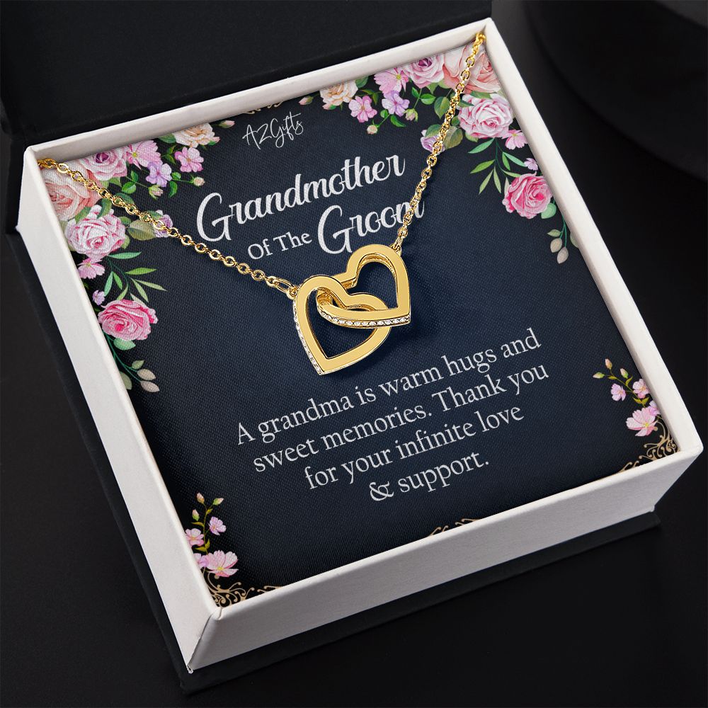 To My Grandmother Necklace, Gift for Grandmother Necklace, Mothers Day Gift For Grandma Nana, Grandma Jewelry From Grandchildren GrandKids , Jewelry Box Gift For Grandma Grandmother2 Interlocking Hearts Necklace