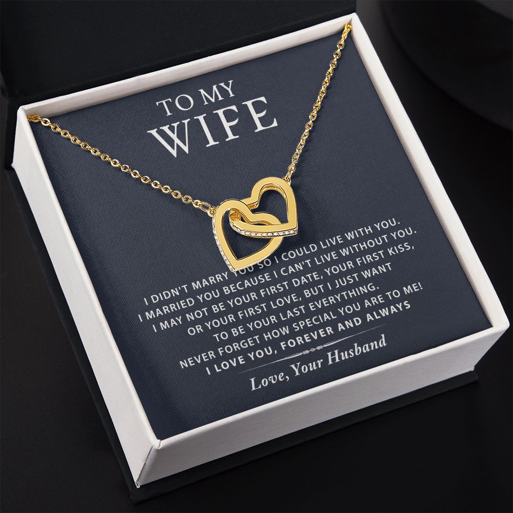 To My Wife Necklace from Husband, Personalized Necklace for Women, Luxury Necklace for Wife from Man Men, Wedding Anniversary Present For Wife, Beautiful Wife Jewelry Christmas Birthday Gift For Wife16 Interlocking Hearts Necklace