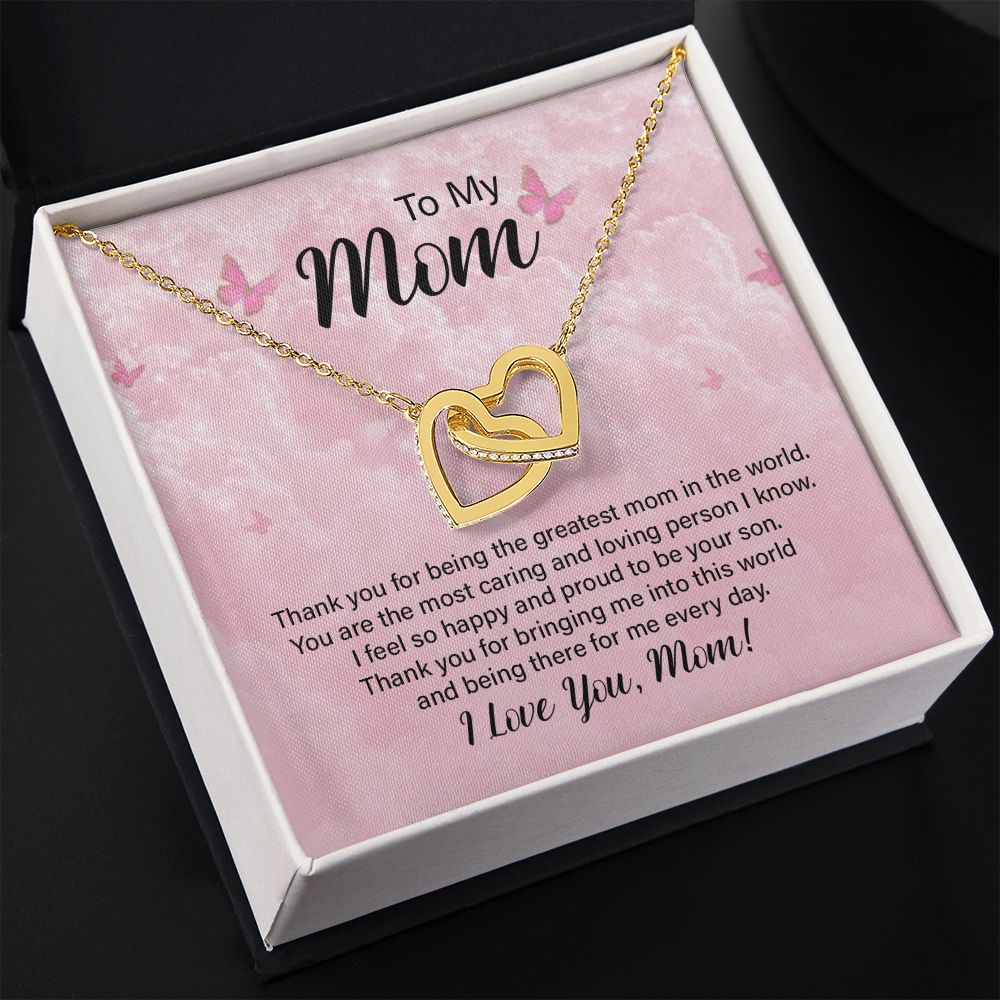 To My Mom Necklace, Gift For Mom, Mother's Day Gift from Daughter, Mom Jewelry Gift for Mothers Day, Birthday Gift for Mother, Moms Gift from Daughter Son, Necklace for Mom Mother 24 Interlocking Hearts Necklace