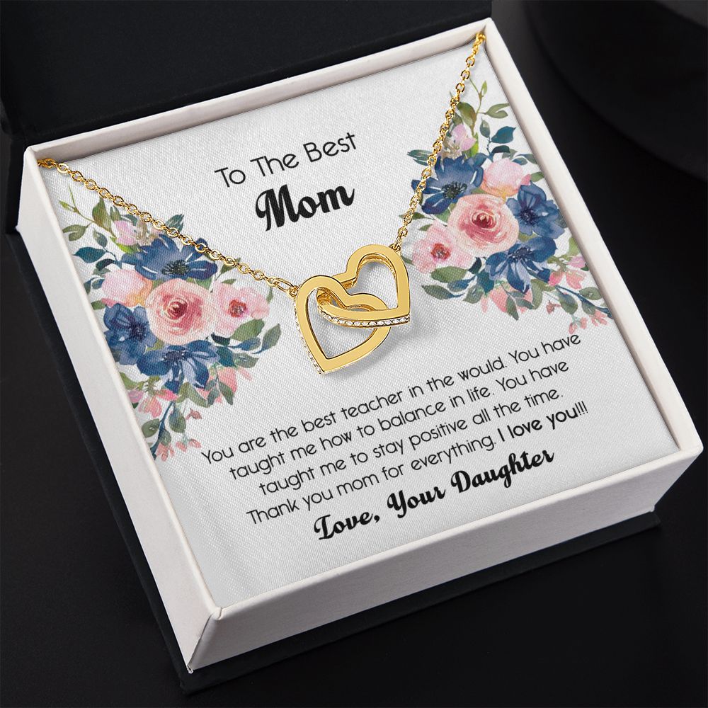 To My Mom Necklace, Gift For Mom, Mother's Day Gift from Daughter, Mom Jewelry Gift for Mothers Day, Birthday Gift for Mother, Moms Gift from Daughter Son, Necklace for Mom Mother 7 Interlocking Hearts Necklace