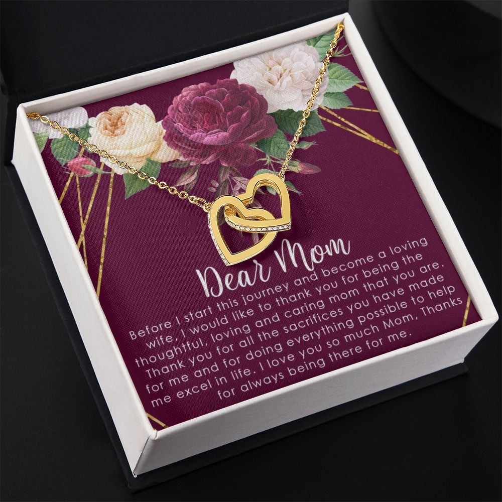 To My Mom Necklace, Gift For Mom, Mother's Day Gift from Daughter, Mom Jewelry Gift for Mothers Day, Birthday Gift for Mother, Moms Gift from Daughter Son, Necklace for Mom Mother2 Interlocking Hearts Necklace