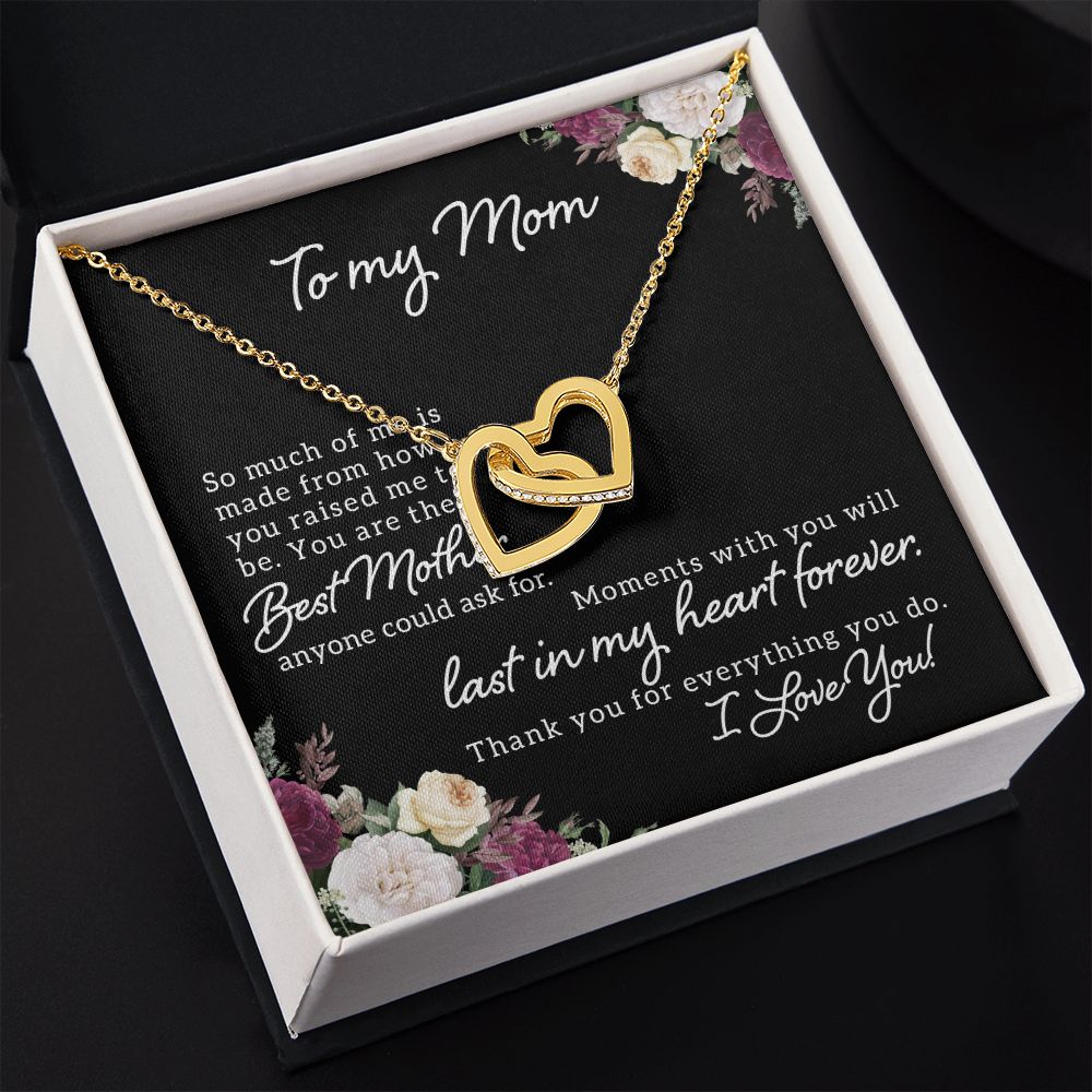 Mom Necklace Gifts for Mom from Daughter to Mom Gifts for Mothers Day from Daughter, To My Mom Necklace from Daughter to Mom Birthday Gifts Necklace with Message Card and Gift Box18 Interlocking Hearts Necklace