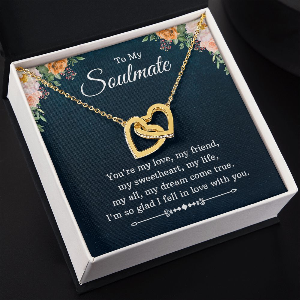 To My Soulmate Necklace for Women Birthday Christmas Jewelry Gifts For My Wife with Message Card Box Personalized Gift Present Pendant for Future Wife Soulmate Girlfriend Love 10 Interlocking Hearts Necklace