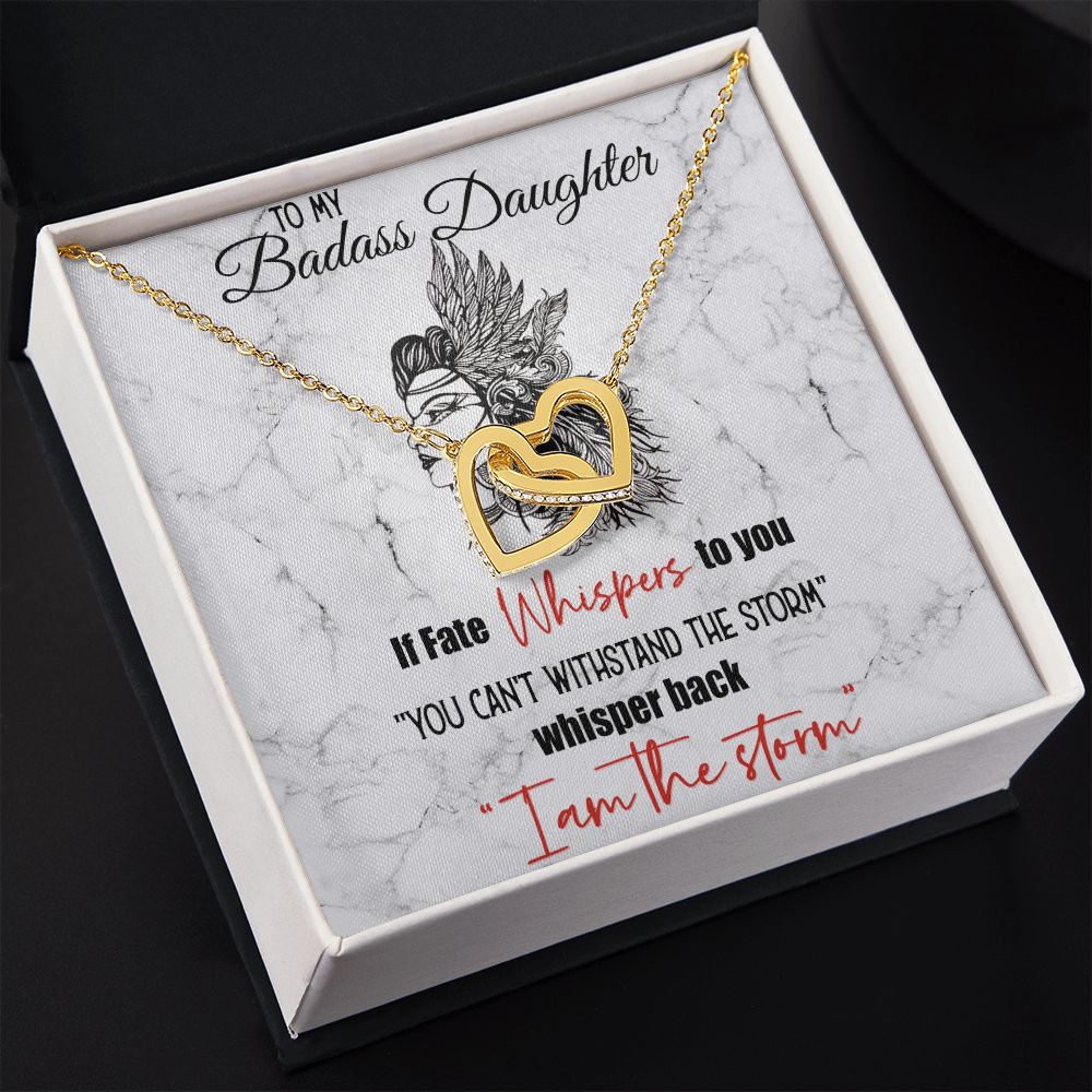 Bonus Daughter Gifts From Stepdad, Step Daughter Gifts From Stepmom, Stepdaughter Gifts From Stepdad, Father Stepdaughter Necklace, To My Bonus Daughter Necklaces, Christmas Gifts For Bonus10 Interlocking Hearts Necklace