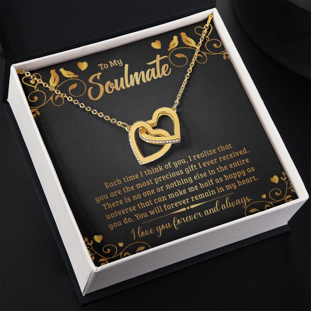 To My Soulmate Necklace for Women Birthday Christmas Jewelry Gifts For My Wife with Message Card Box Personalized Gift Present Pendant for Future Wife Soulmate Girlfriend Love 19 Interlocking Hearts Necklace