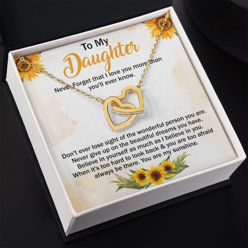 Mother Daughter Gift Ideas, To My Daughter Gift Necklace from Mom, Jewelry Pendant Present for Daughter, Birthday Christmas Gift Graduation Gifts for Daughters, Mother and Daughter Necklace 29 Interlocking Hearts Necklace