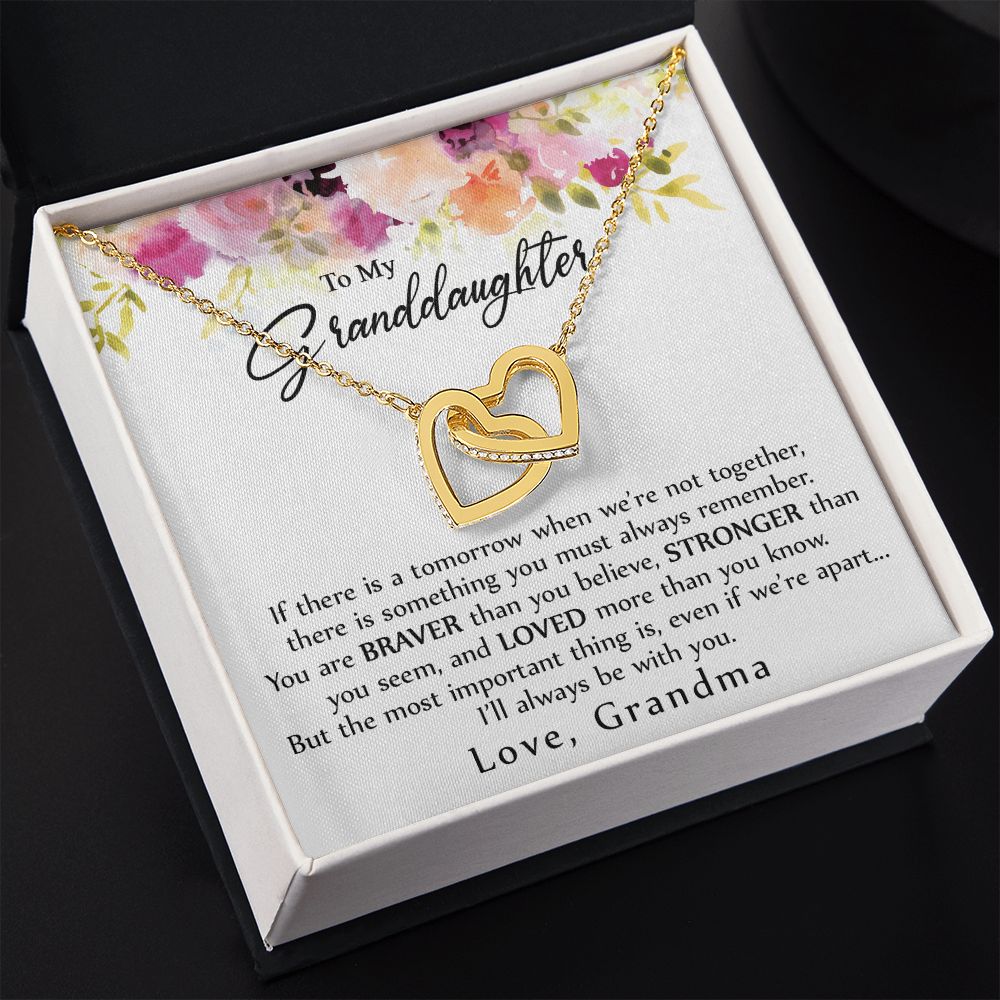 To My Granddaughter Love Knot Necklace, Graduation Gift For Girl From Grandma Interlocking Hearts Necklace