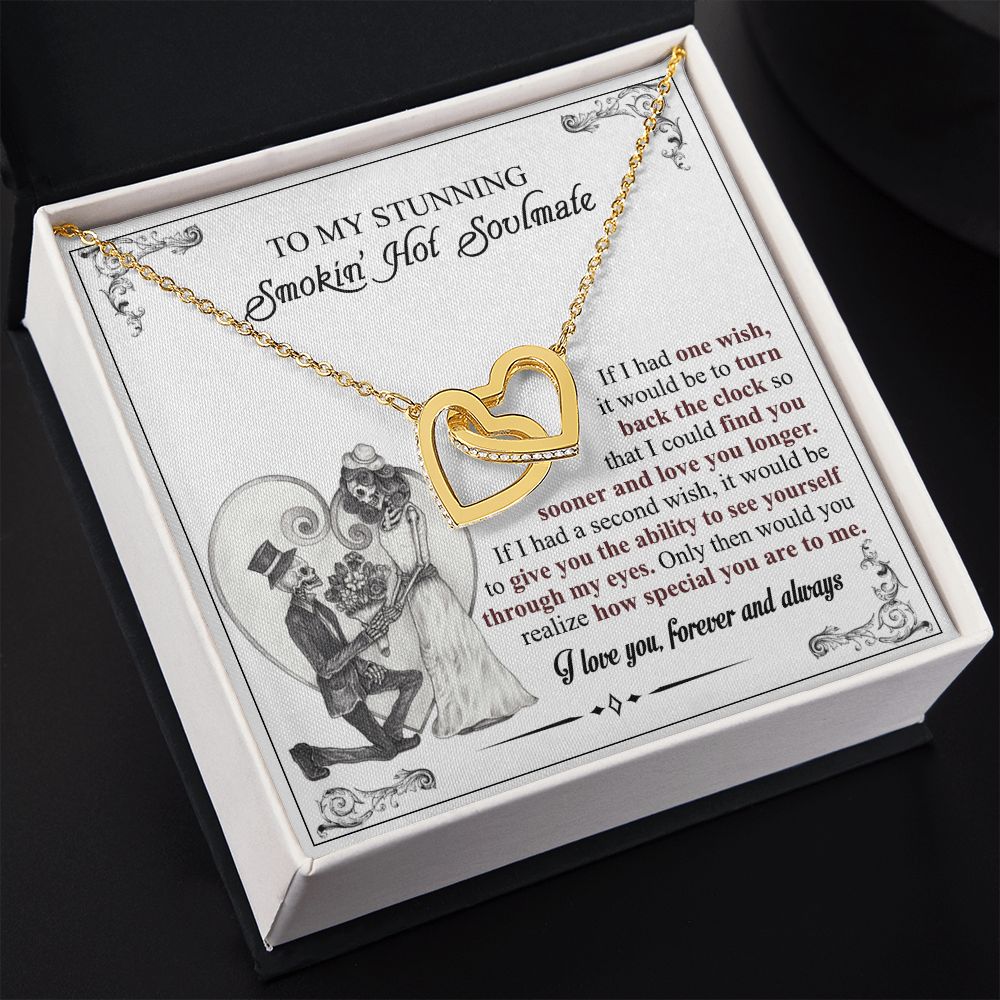 To My Soulmate Necklace for Women Birthday Valentines Day Jewelry Gifts For My Wife with Message Card Box Personalized Gift Present Pendant for Future Wife Soulmate Girlfriend Love 6 Interlocking Hearts Necklace