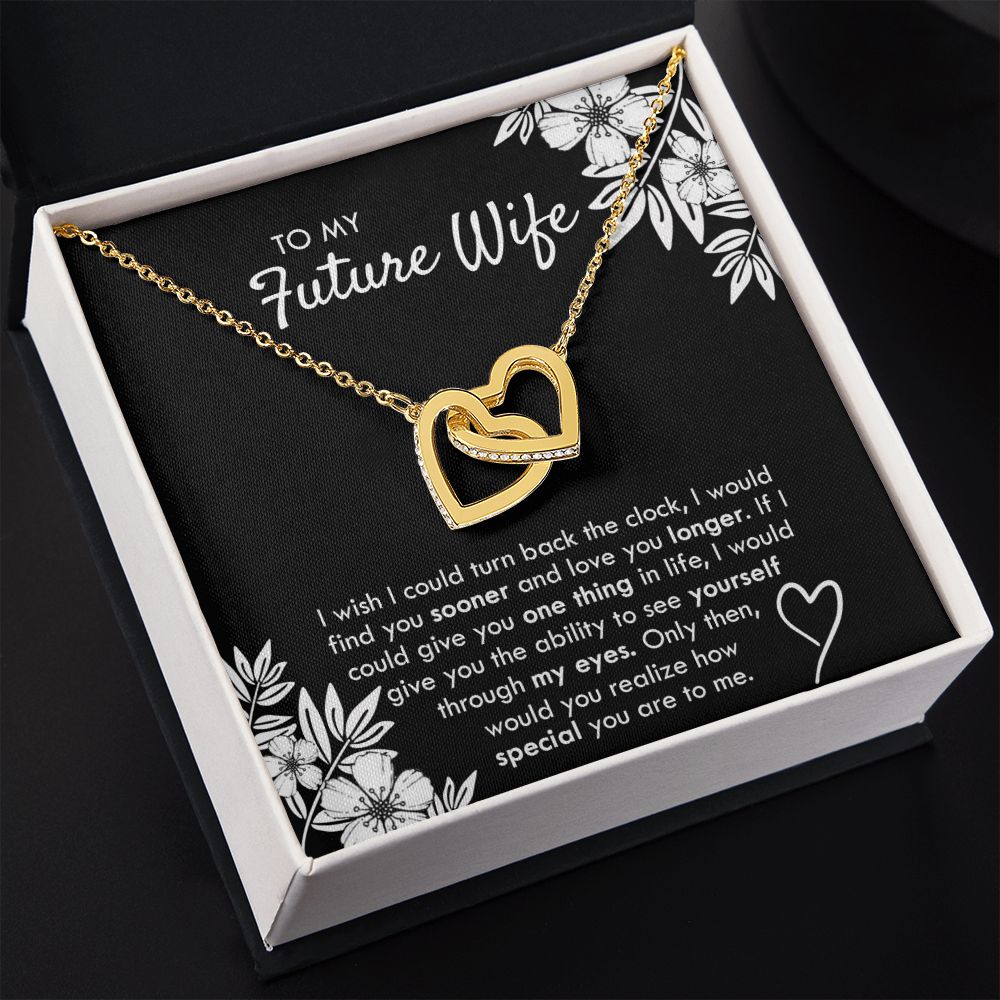 To My Future Wife Necklace, Alluring Beauty Necklace with Message Card and Gift Interlocking Hearts Necklace