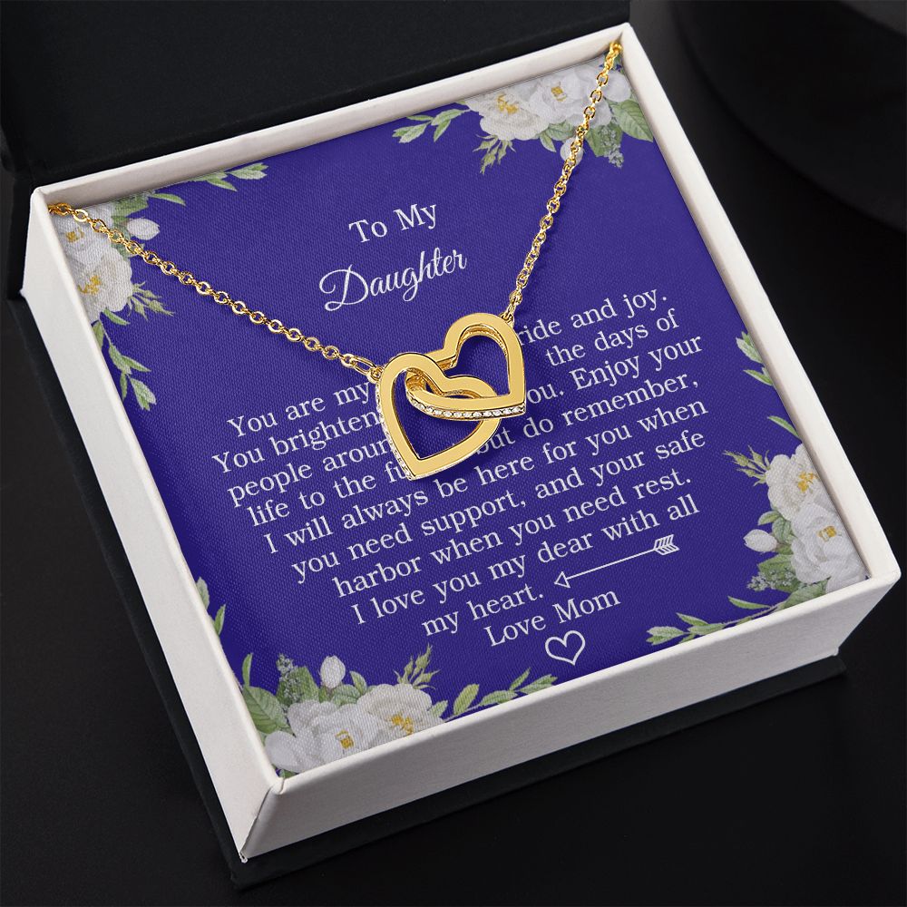 Mother Daughter Gift Ideas, To My Daughter Gift Necklace from Mom, Jewelry Pendant Present for Daughter, Birthday Christmas Gift Graduation Gifts for Daughters, Mother and Daughter Necklace 2137 Interlocking Hearts Necklace