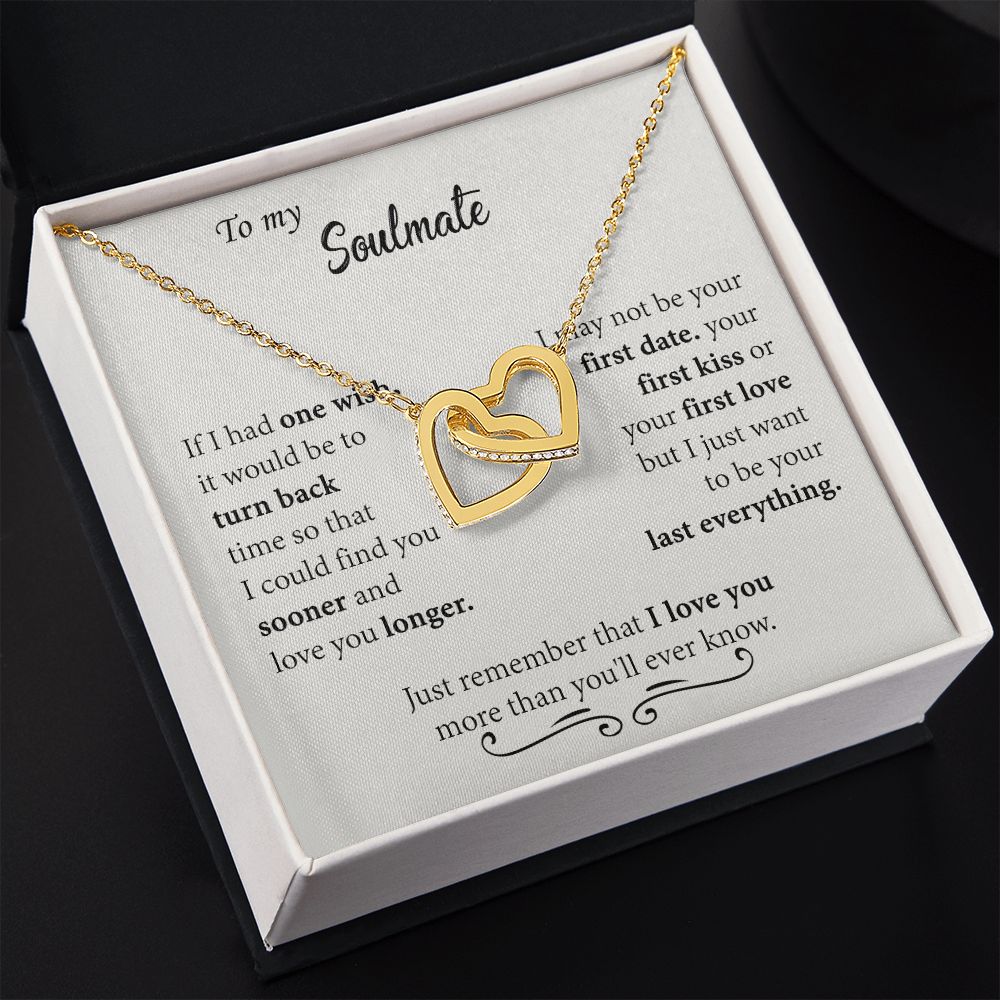 To My Soulmate Necklace for Women Birthday Christmas Jewelry Gifts For My Wife with Message Card Box Personalized Gift Present Pendant for Future Wife Soulmate Girlfriend Love 24 Interlocking Hearts Necklace