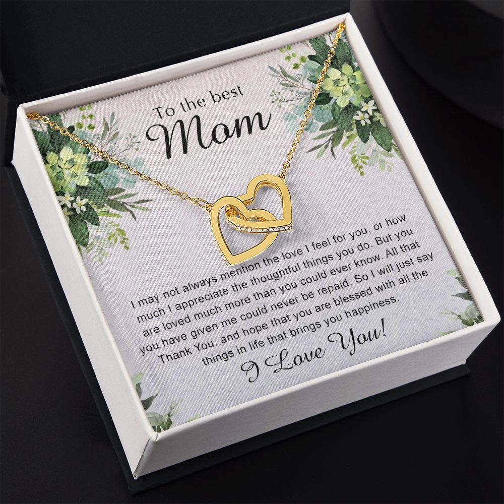 To My Best Mom Necklace, Necklace for Mother, Daughter Gift For Mom, Present For Mom, Mother Gifts from Son or Daughter, Jewelry Gift for Mothers Day, Birthday Gift for Mother, Moms Interlocking Hearts Necklace