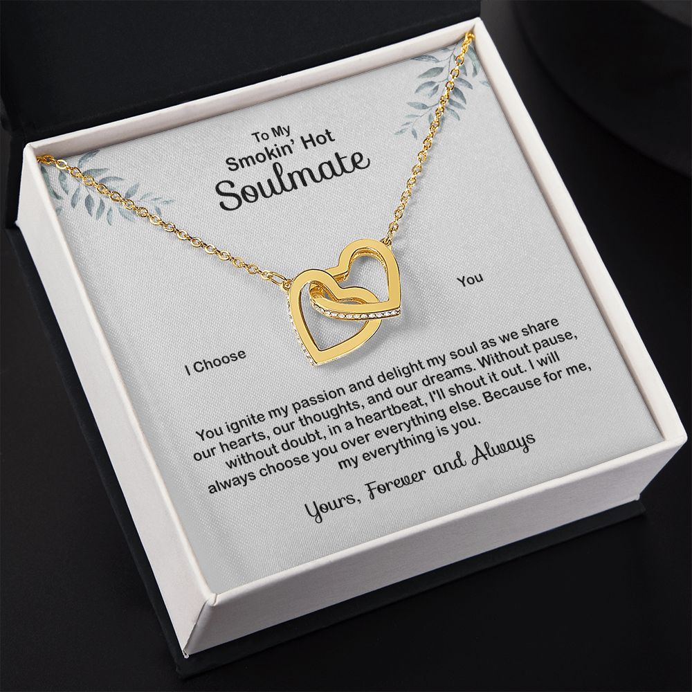 To My Soulmate Necklace for Women Birthday Valentines Day Jewelry Gifts For My Wife with Message Card Box Personalized Gift Present Pendant for Future Wife Soulmate Girlfriend Love 4 Interlocking Hearts Necklace