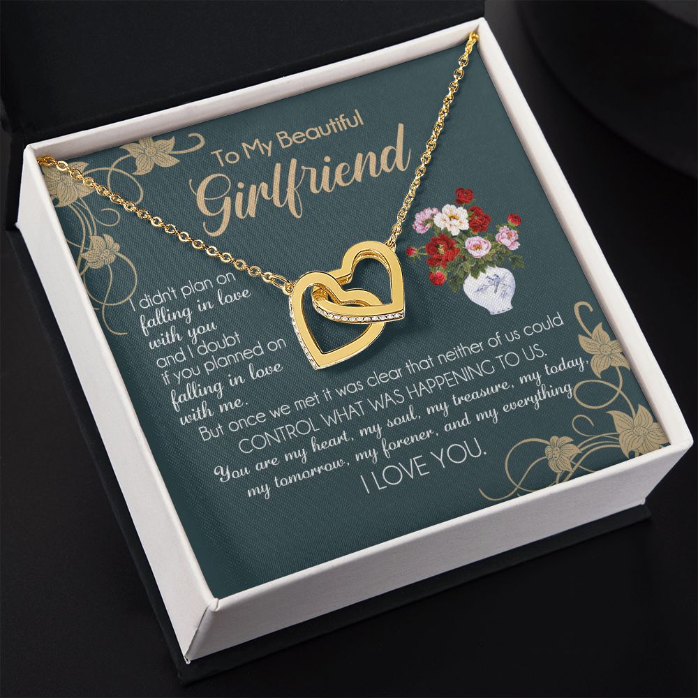 To My Girlfriend Necklace Valentine Gift From Boyfriend Necklace for Girlfriend Interlocking Hearts Necklace