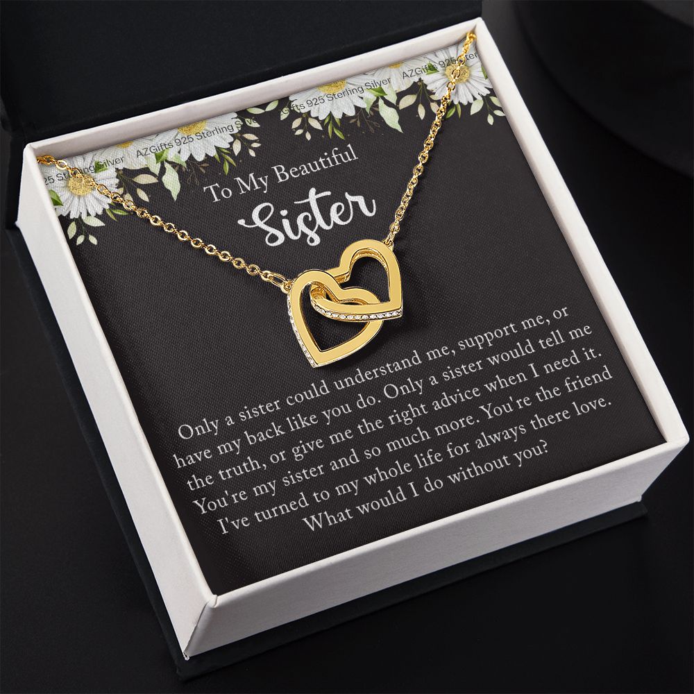 To My Sister Necklace, Sister to Sister, Birthday gift For Sister from Brother 2 Interlocking Hearts Necklace