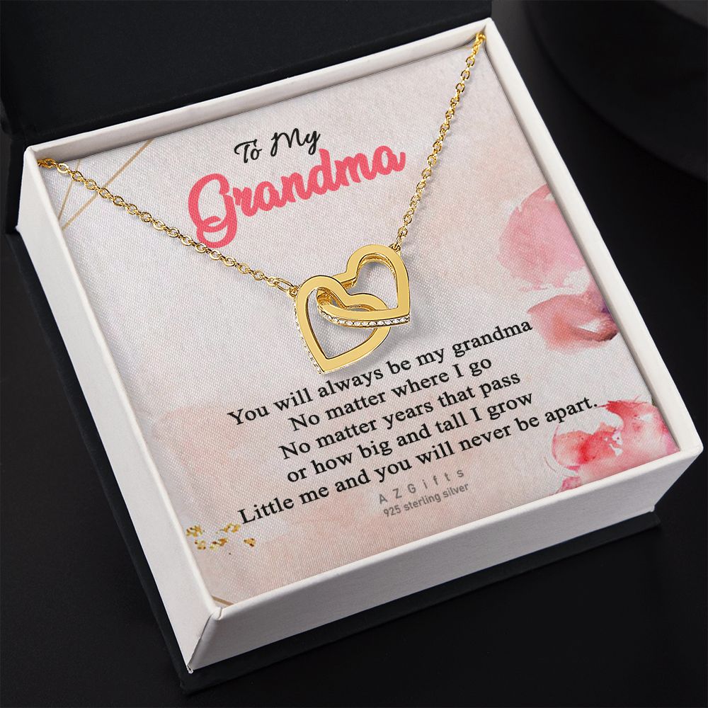 To My Grandma Necklace, Gift for Grandmother Necklace, Mothers Day Gift For Grandma Nana, Grandma Jewelry From Grandchildren GrandKids , Jewelry Box Gift For Grandma Grandmother13 Interlocking Hearts Necklace