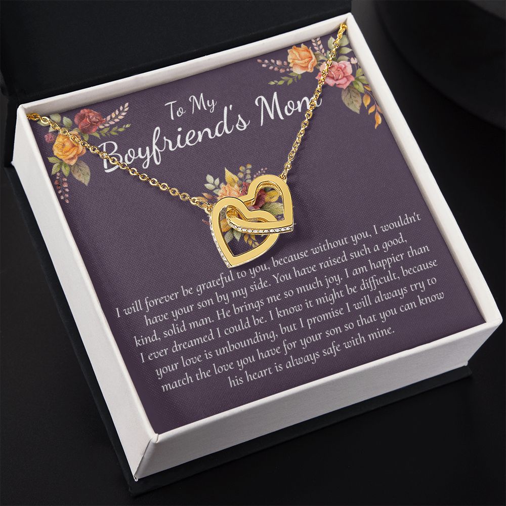 Sterling Silver Necklace for Women with Cubic Zirconia for Boyfriend's Mom Daugterin Law To My Mother in Law Necklace  Gift on Birthday Mother's Day Wedding Christmas Pendant Interlocking Hearts Necklace