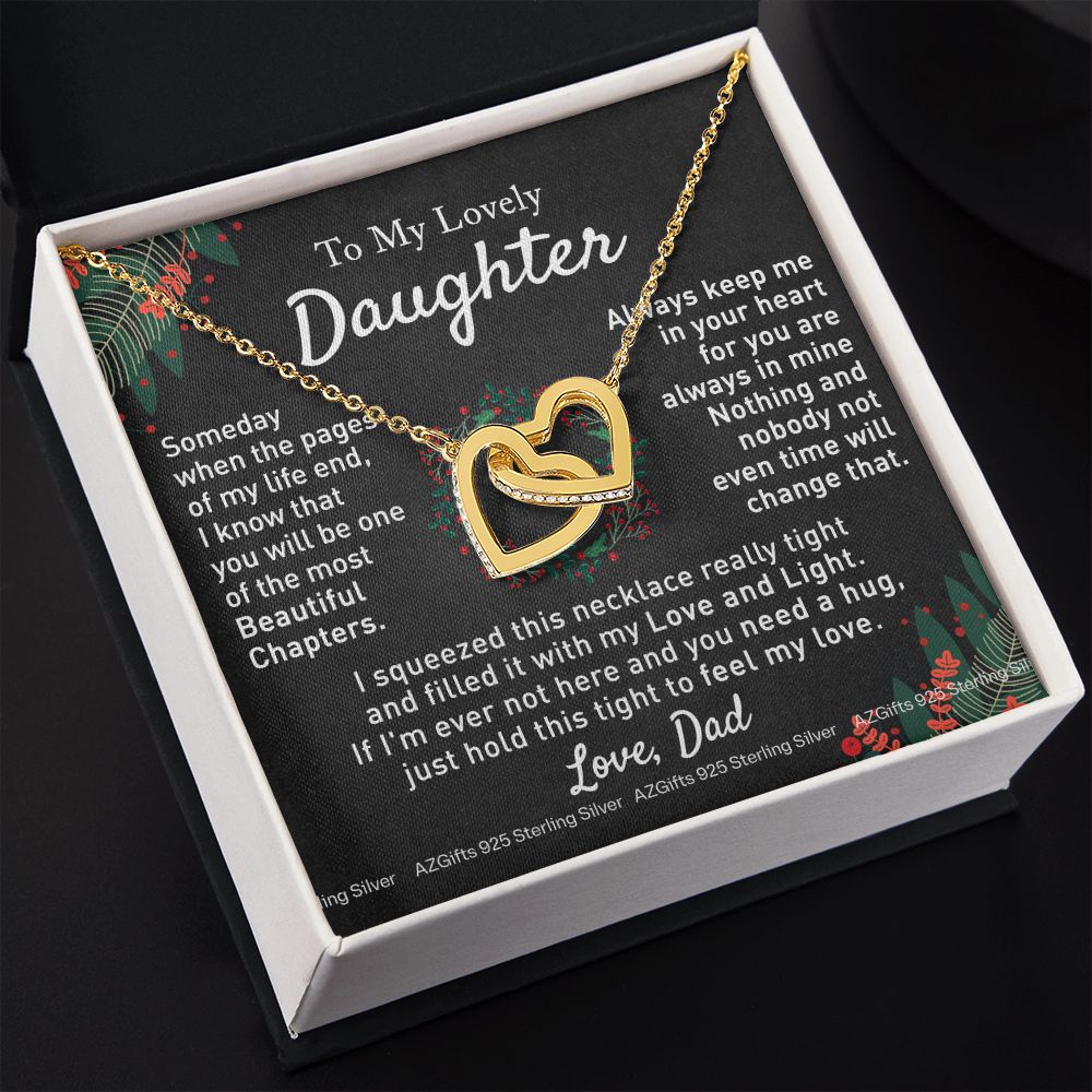 To My Daughter Necklace from Dad Father to Daughter Necklace for Daughter Gift for Daughter Wedding Gift Daughter Jewelry for Daughter Present for Christmas Birthday Gift Interlocking Hearts Necklace