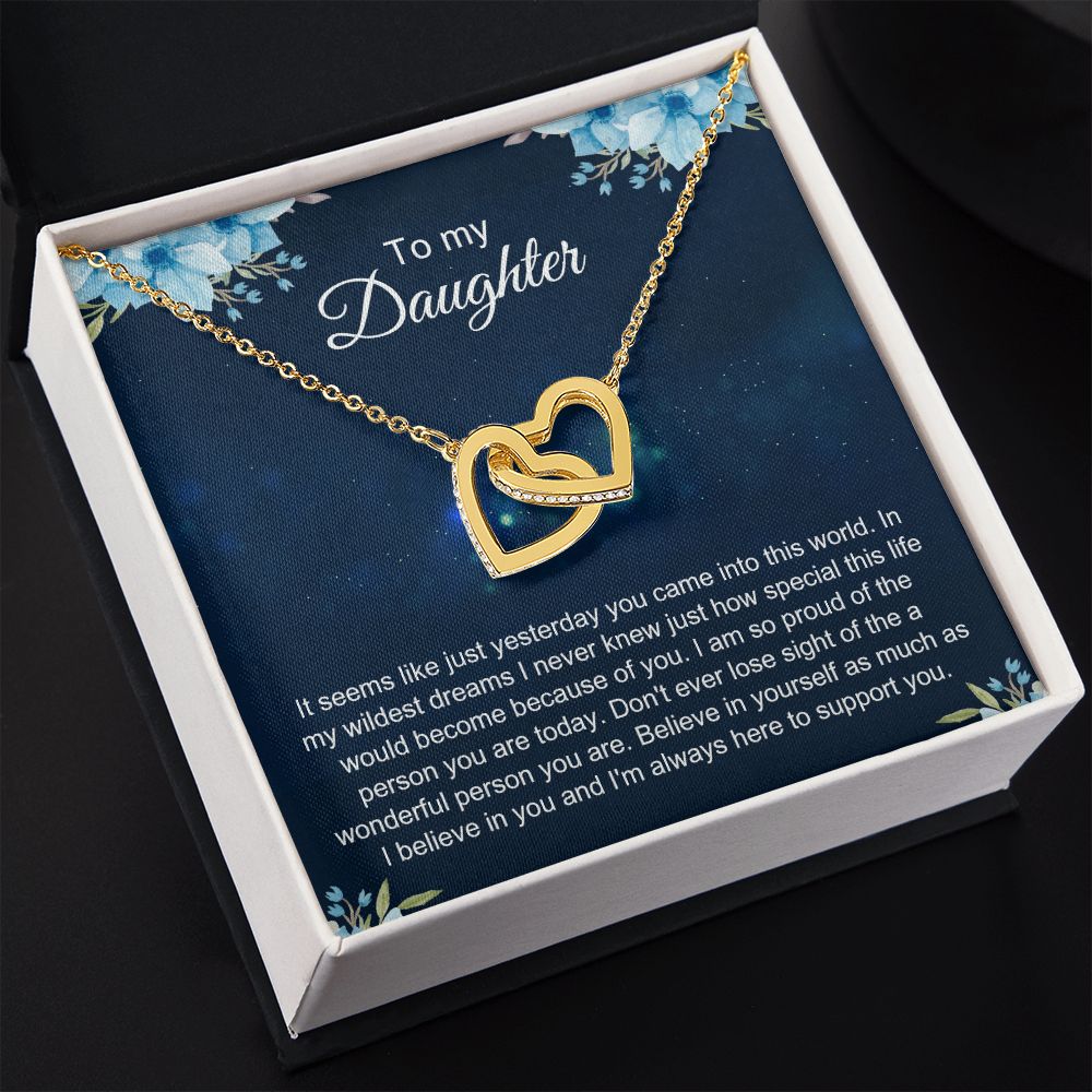 To My Daughter Gift Necklace from Mom, Mother and Daughter Necklace for Girls, Mother Daughter Gift Ideas, Jewelry Pendant Interlocking Hearts Necklace