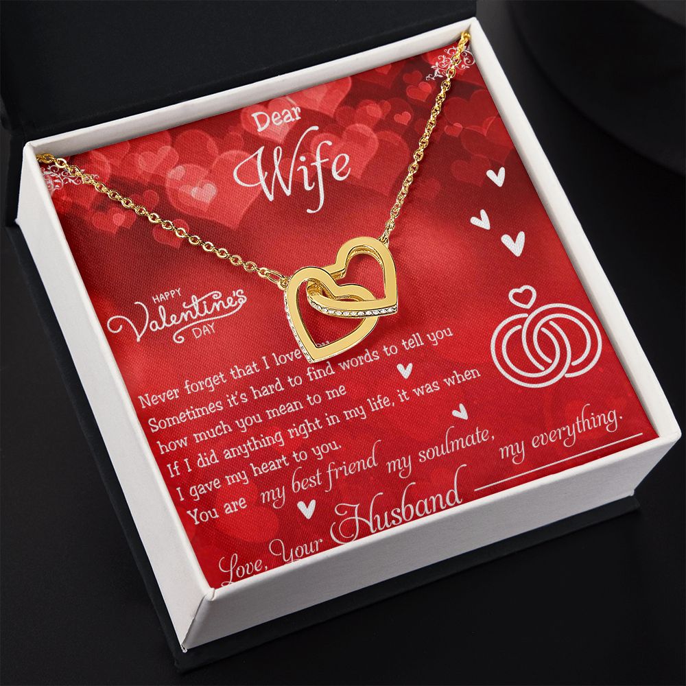 To My Wife Necklace, Wedding Anniversary Jewelry For Women, Necklace For Wife from Husband, Gift For Wife Birthday Gifts From Husband Necklace, Jewelry With Message Card In A Gift Box4 Interlocking Hearts Necklace