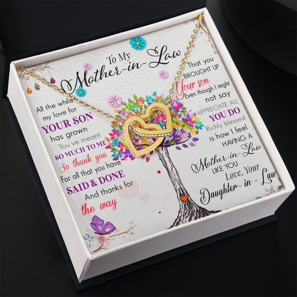 To My Mom Tree Necklace Pendant Gift From Daughter In Law Necklace Said And Done Gift For To Mom Happy Mother's Day Mother In Law Gift On Birthday Anniversary Gift 30821 Interlocking Hearts Necklace