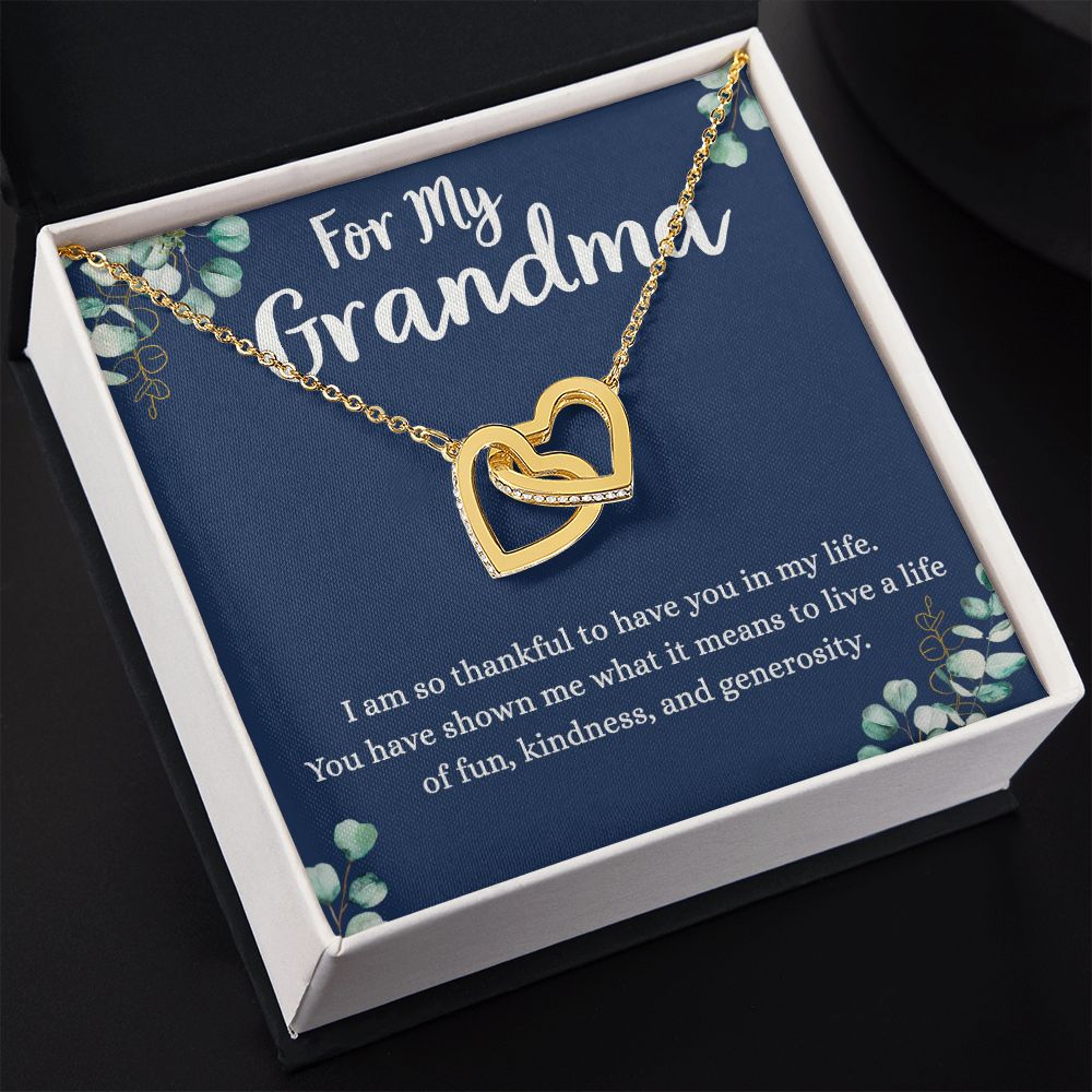 To My Grandma Necklace, Gift for Grandmother Necklace, Mothers Day Gift For Grandma Nana, Grandma Jewelry From Grandchildren GrandKids , Jewelry Box Gift For Grandma Grandmother4 Interlocking Hearts Necklace
